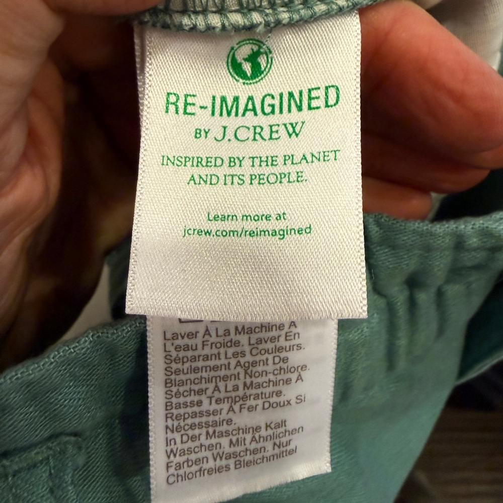 J. Crew Re-Imagined Seafoam Green Paperbag Pants with Tie Belt Cotton Sz 14 - Picture 10 of 14